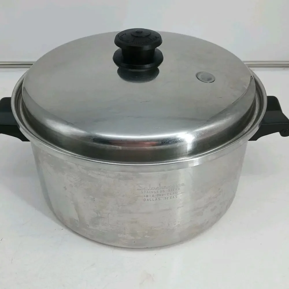 Saladmaster Stockpot 6.5 Qt Dutch Oven Multi-Ply Stainless Waterless Fry Pan Lid